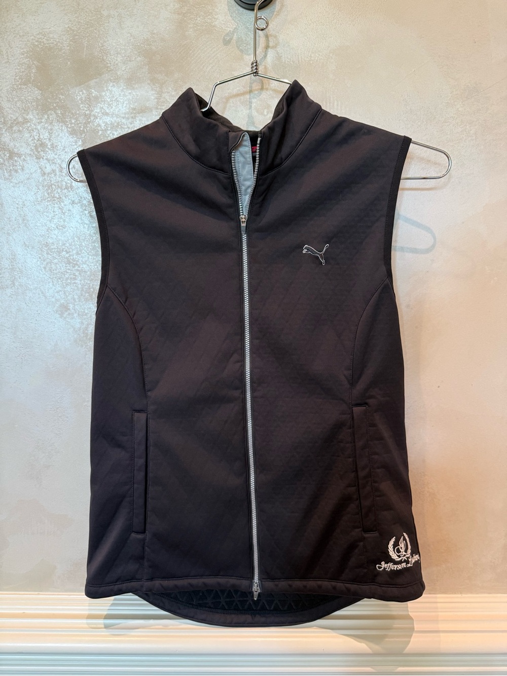 Puma Black Quilted Sleeveless Zip-Up Vest